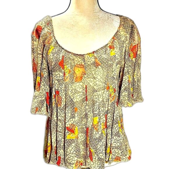 Gryphon New York Silk Semi Sheer Blouse in Vintage Leaf Sz XS/S - Picture 1 of 7